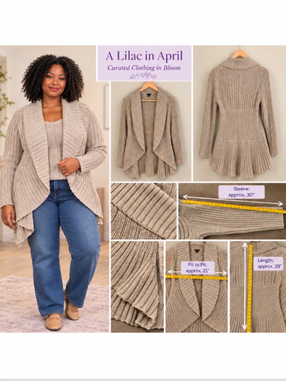 Apt. 9 Sparkle Metallic Ribbed Open Front Cardigan XL